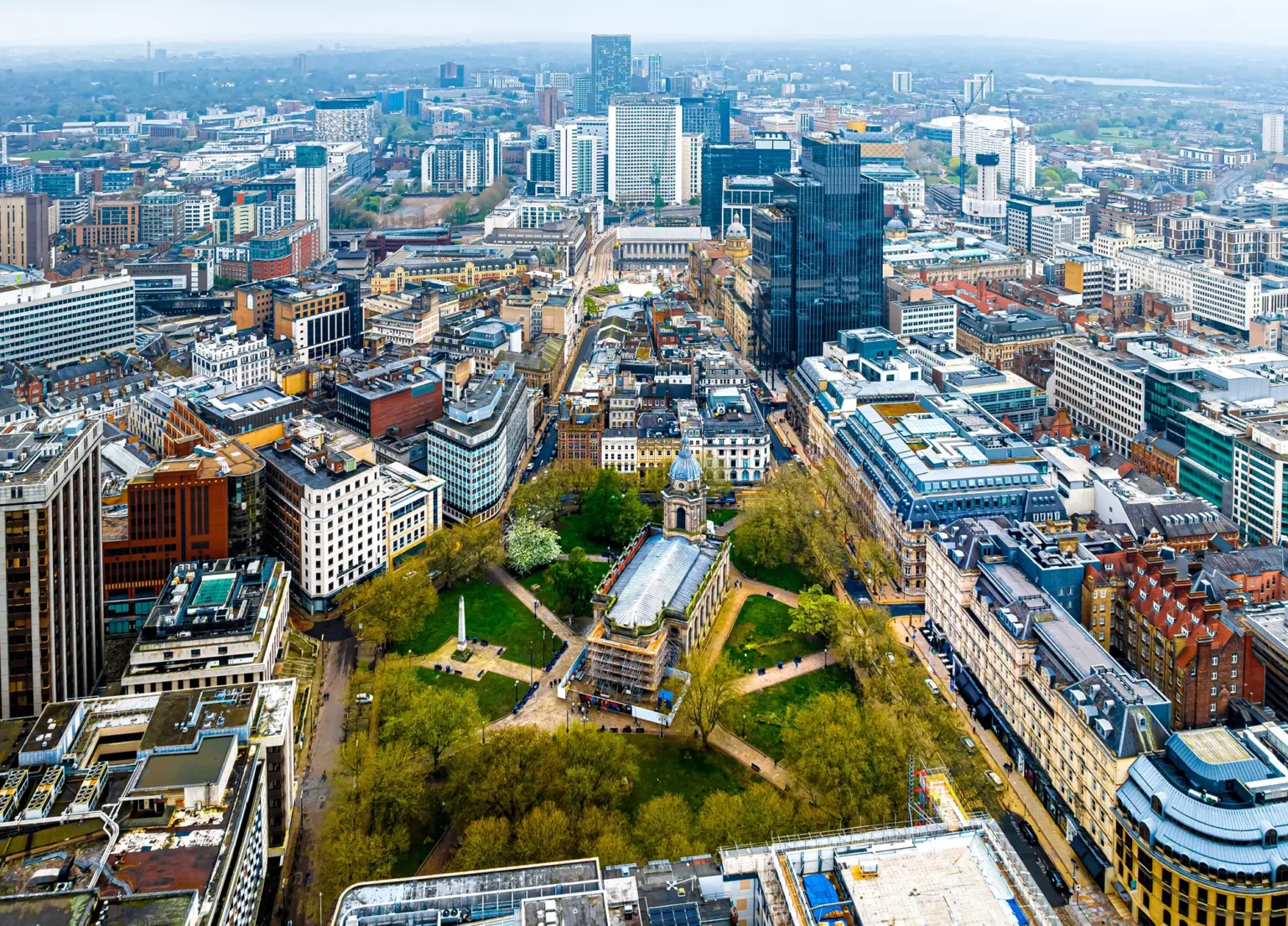 Birmingham centenary square birds eye view