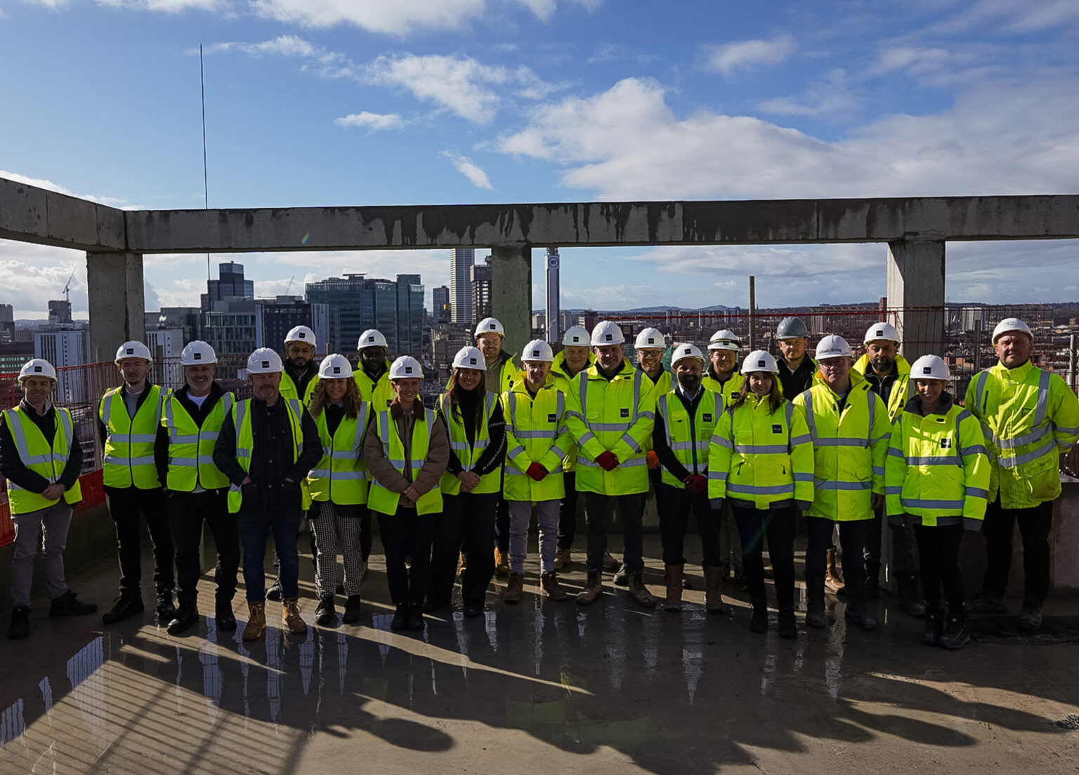 Lancaster Wharf Birmingham city centre celebrates topping out